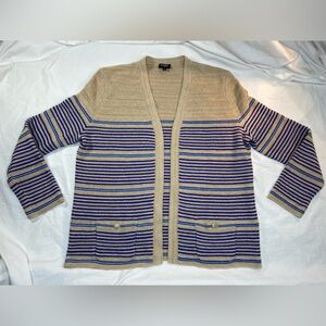 CHANEL Striped Metallic Knit Cardigan from 2019 Cruise La Pausa Size 48
